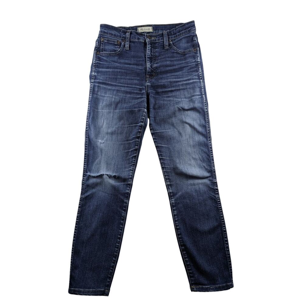 Madewell 10" High Riser Skinny Skinny Jeans Womens 27x26 Blue Distressed Whisker